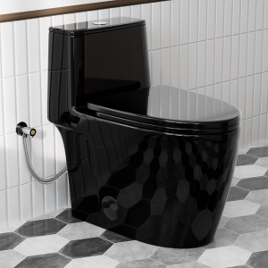 Los Flexi U6 17.3″ Gloss Black Elongated One Piece Toilet With Swirl Flush