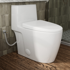 Los Flexi NU6 17.3″ Gloss White Elongated One Piece Toilet With Swirl Flush