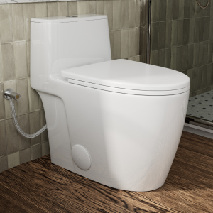 Los Flexi NU6 17.3″ Gloss White Elongated One Piece Toilet With Swirl Flush