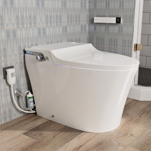 Los Flexi Y2 Smart Toilet with Bidet, 1000g MaP Quiet Flush, Large Built-In Tank, User Memory, Foam Shield, 17″ ADA, Dual Remotes, Auto Lid, Warm Water, Air Dryer, Heated Seat