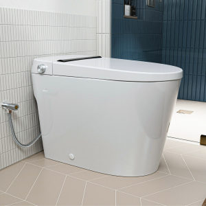 Los Flexi NE2 Non Electric Bidet Toilet, Feminine and Rear Wash, Button & Foot Kick Flush, 1000g Map & 1.0 GPF, 17.3" ADA & Elongated, Air Pressure Assisted, 10" Rough-In