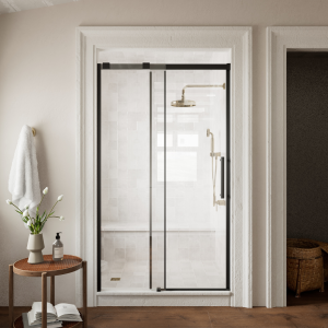 Los Flexi Single Sliding Shower Door Matte Black 48″W x 76″H with 5/16" Tempered Glass