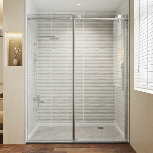 Los Flexi Brushed Nickel Semi-Frameless Single Sliding Shower Door 60"W x 76"H with 1/4" Clear Tempered Glass