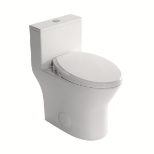 Los Flexi Compact One-Piece Toilet with Non-Electric Bidet Toilet Seat, 18" ADA Comfort Height, Elongated Bowl, Dual Flush for Small Bathrooms, 10" Rough-In