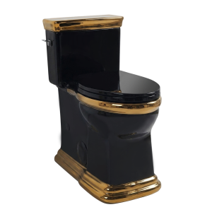 Los Flexi K 19″ Classic Retro One Piece Tall Toilet Black Gold Finish