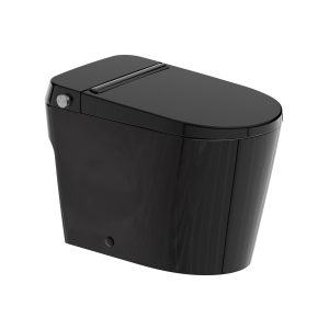 Los Flexi NE2 Non Electric Bidet Toilet with Air Pressure Assisted, Feminine and Rear Wash, Button & Foot Kick Flush, 1000g Map & 1.0 GPF, 17.3″ ADA & Elongated, Glossy Black Finish, 12″ Rough-In