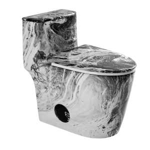 Los Flexi NU6 17.3" Elongated One Piece Toilet Black White Marble Finish
