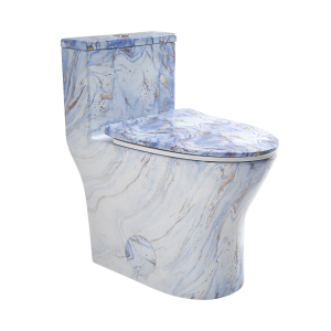 Los Flexi C 18" Elongated One Piece Toilet Blue Gold Marble Finish