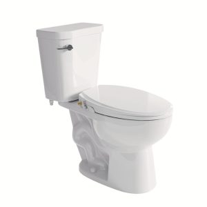 Los Flexi 17" ADA Comfort Height Two-Piece Toilet with Non-Electric Bidet Toilet Seat, Elongated Bowl, 1.28 GPF Flush, Rear & Feminine Wash, Self-Cleaning Nozzles, Adjustable Water Pressure, 12-Inch Rough-In