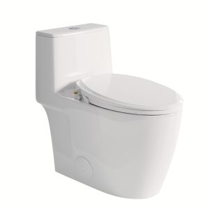 Los Flexi One-Piece Elongated Toilet with Non-Electric Bidet Toilet Seat, 17.3" ADA Comfort Height, Rear & Feminine Wash, Self-Cleaning Nozzles, Siwrl Dual Flush, 10" Rough-In