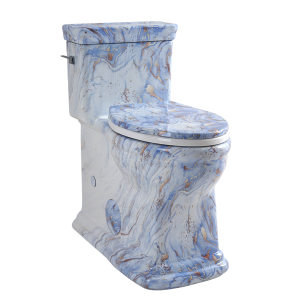 Los Flexi K 19″ Classic Retro One Piece Tall Toilet Blue Gold Marble Finish