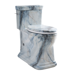 Los Flexi K 19″ Classic Retro One Piece Tall Toilet Ocean Blue Marble Finish