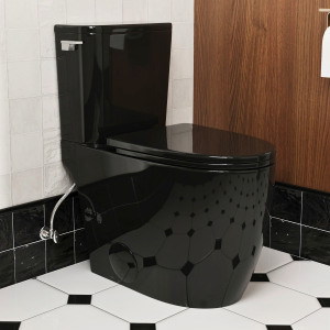 Los Flexi G 19″ Tall Two-Piece Toilet Elongated Bowl 1.28 GPF Swirl Flush Glossy Black