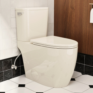 Los Flexi G 19″ Tall Two-Piece Toilet Elongated Bowl 1.28 GPF Swirl Flush Glossy Bone