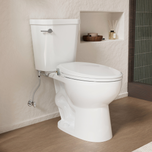 Los Flexi 17" ADA Comfort Height Two-Piece Toilet with Non-Electric Bidet Toilet Seat, Elongated Bowl, 1.28 GPF Flush, Rear & Feminine Wash, Self-Cleaning Nozzles, Adjustable Water Pressure, 12-Inch Rough-In