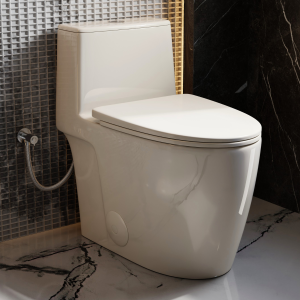 Los Flexi U6 17.3″ Gloss Bone Elongated One Piece Toilet With Swirl Flush