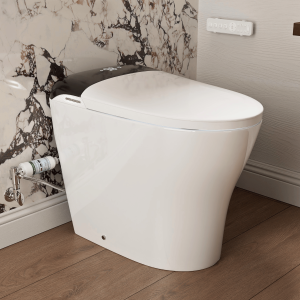 Los Flexi E5-19 Smart Toilet with Bidet, 19" Comfort Height, Built-In Tank, Auto Lid, Foot Sensor, Warm Water, Heated Seat, Air Dryer, UV Nozzle Light, Remote Control