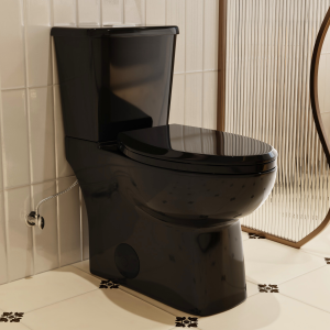 Los Flexi X 17″ Glossy Black Two-Piece Toilet Elongated Bowl 1.1/1.28 GPF Dual Flush