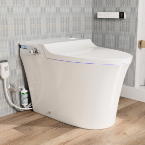 Los Flexi Y2 Smart Toilet with Bidet, 1000g MaP Quiet Flush, Large Built-In Tank, User Memory, Foam Shield, 17″ ADA, Dual Remotes, Auto Lid, Warm Water, Air Dryer, Heated Seat