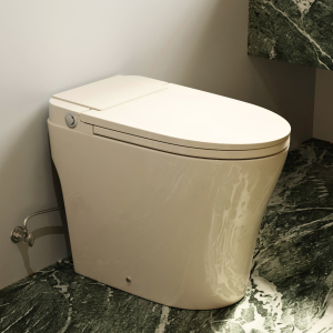 Los Flexi NE1-945 Non-Electric One-Piece Toilet with Foot Kick Flush, ADA Comfort Height, Air Pressure-Assisted Flush, Built-In Tank, 1.0 GPF, Glossy Bone Finish, 12" Rough-In