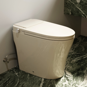 Los Flexi NE2-945 Non-Electric Bidet Toilet with Feminine and Rear Wash, ADA Comfort Height, Button & Foot Kick Flush, Air Pressure-Assisted Flush, Built-In Tank, 1.0 GPF, Glossy Bone Finish, 12" Rough-In